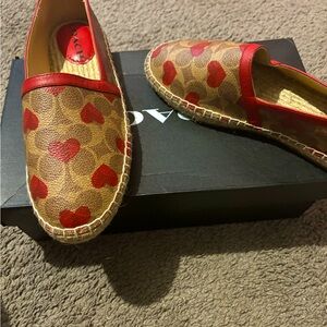 Brown and red limited edition coach moccasins